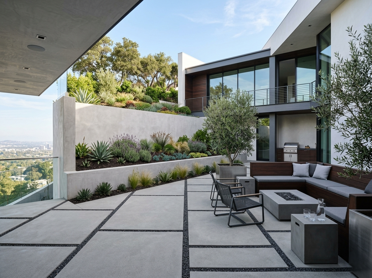 Custom pavers and architectural masonry concrete driveway in Los Angeles